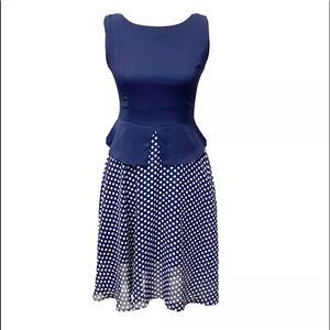 Women's Polka Dot Blue Formal Dress Size S